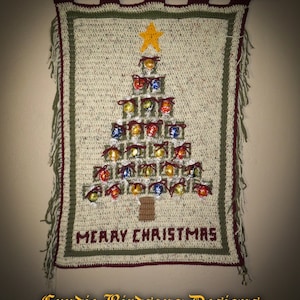 PDF PATTERN - Christmas Tree Advent Calendar - overlay mosaic crochet, winter, holidays, candy, ornaments, decor, wall hanging, table runner