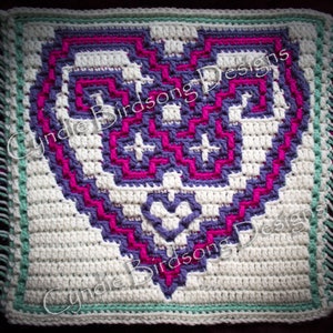 PDF PATTERN - &quot;Valentine&#39;s Day - Celtic Heart&quot; Mosaic Crochet Square