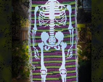 PDF PATTERN - "Sir Skelly Bonesington Life-Size Skeleton Crochet Pattern | Overlay Mosaic Wall Hanging | Halloween & Gothic Décor