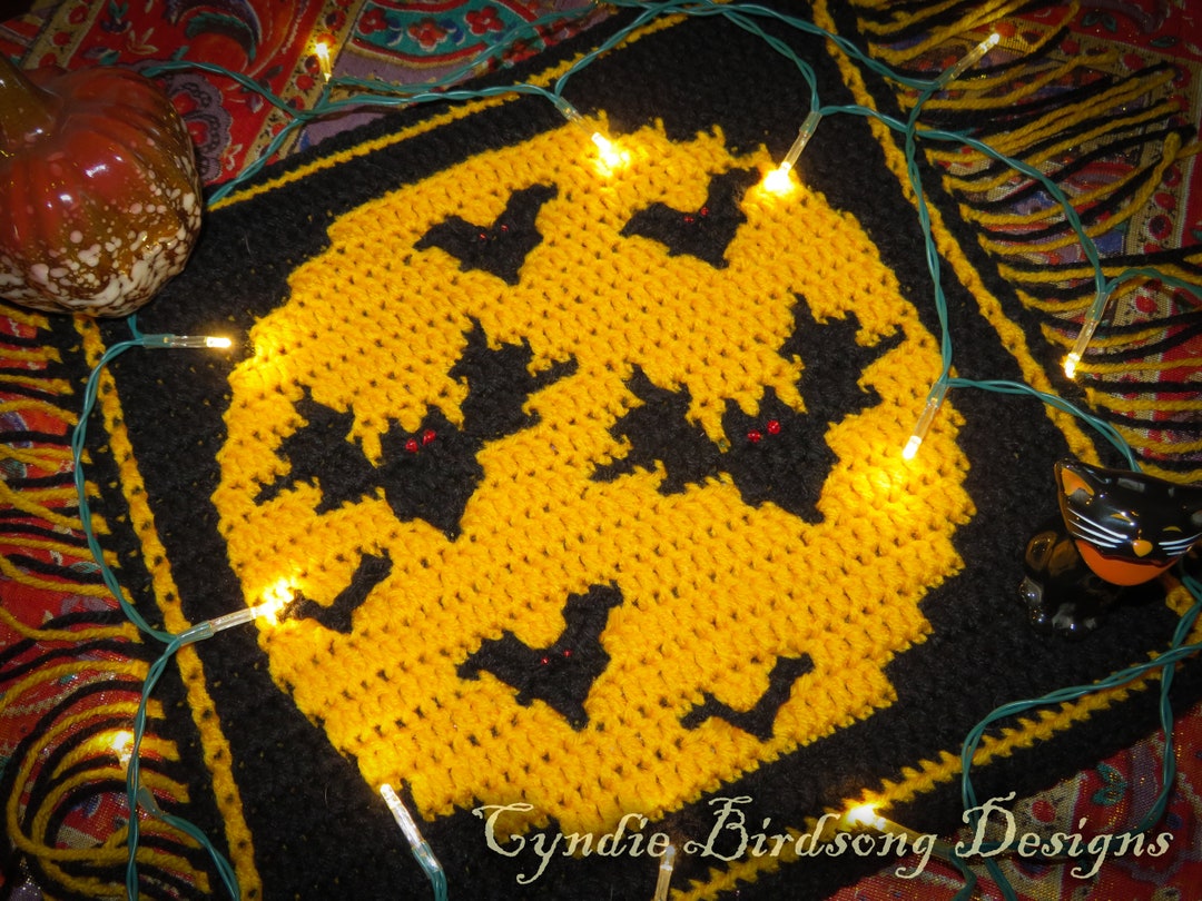 PDF PATTERN - Overlay Mosaic Crochet Square Spooky Moon Series "bat ...