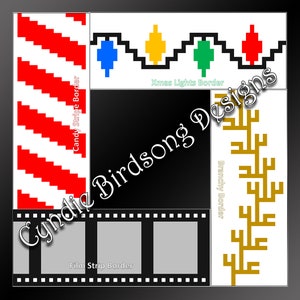 PDF PATTERN - Overlay Mosaic BORDERS to use in larger projects like holiday pillows, tote bags, wall hangings, block afghans, table runners