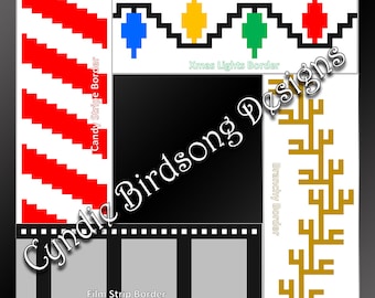PDF PATTERN - Overlay Mosaic BORDERS to use in larger projects like holiday pillows, tote bags, wall hangings, block afghans, table runners