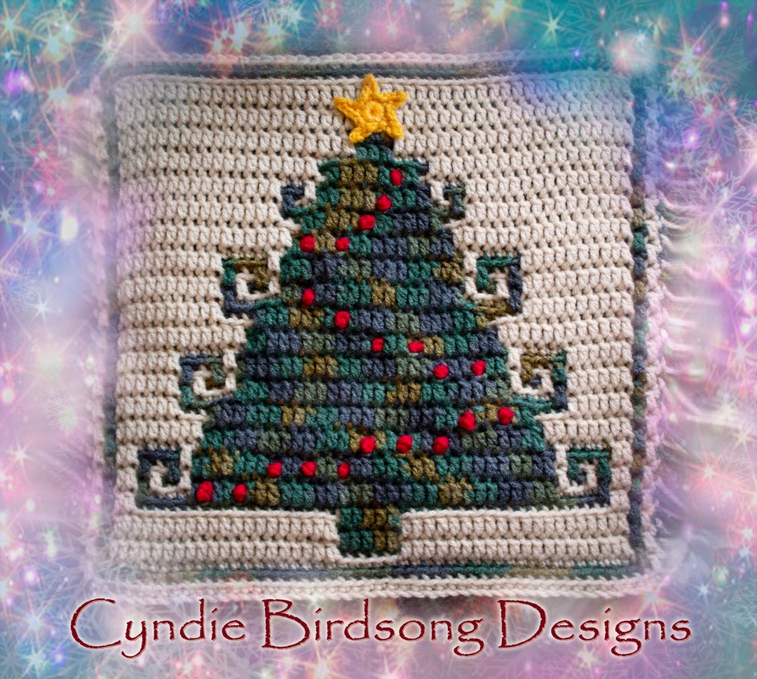 PDF PATTERN - Christmas Tree Mosaic Crochet Square, Holidays, Winter ...