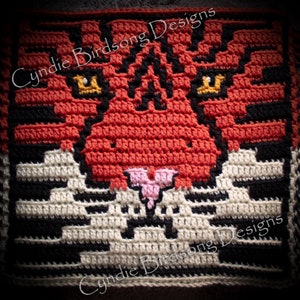 PDF PATTERN - &quot;Wild Heart - Tiger&quot; Mosaic Crochet Square