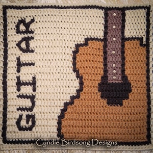Digital PDF download - Musical Magic series - Guitar overlay mosaic square, rock band, instruments, gift, school, jazz, tote, acoustic, fun