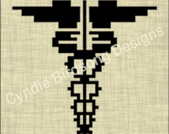 PDF PATTERN - Medical Staff symbol crochet rectangle panel for stylized home decor, tote bags, wall hangings, pillows, gifts