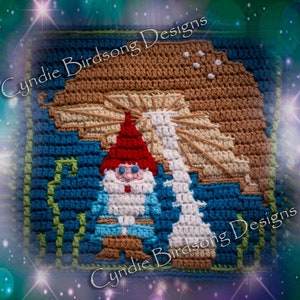 PDF PATTERN - "Mystical Fantasy - Garden Gnome" Mosaic Crochet Square