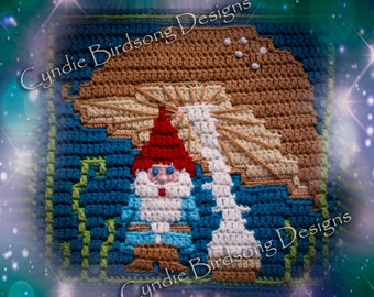 PDF PATTERN - "Mystical Fantasy - Garden Gnome" Mosaic Crochet Square