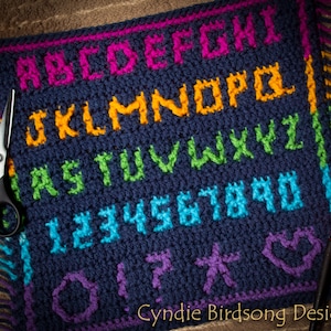 PDF PATTERN - Overlay Mosaic Crochet Square - Basic Alphabet, letters, characters, sample, holidays, embellishment, gifts, fall, seasonal