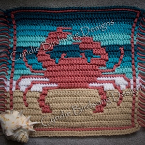 PDF PATTERN - &quot;Awesome Ocean - Crawling Crab&quot;  Mosaic Crochet Square