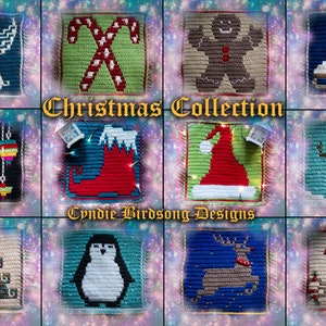 PDF PATTERN - Cyndie Birdsong Designs' Christmas Collection - overlay mosaic, full bundle, 12 designs, holidays, winter, santa, ornaments