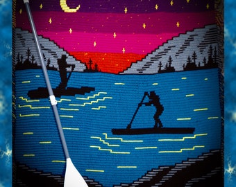 PDF PATTERN - What's SUP blanket pattern - 2 versions - for paddleboarders, nature lovers, dorm room, man caves, outdoors, lake river decor
