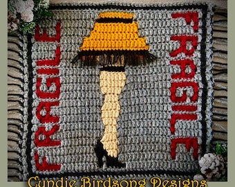 PDF PATTERN - "Fra-gee-lay" Leg Lamp Mosaic Crochet Square, A Christmas Story, perfect for pillows, tote bag, wall hanging, block afghan