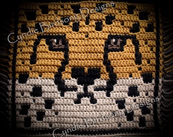 PDF PATTERN - "Wild Heart - Cheetah" Mosaic Crochet Square