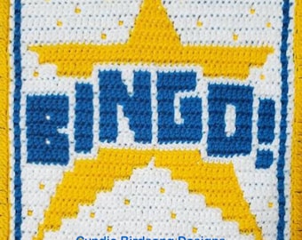 PDF PATTERN - Summer Vacay Mosaic Crochet Square "BINGO!!", wall hanging, pillow, vacation, children, kids, family, games, tote bag, gift