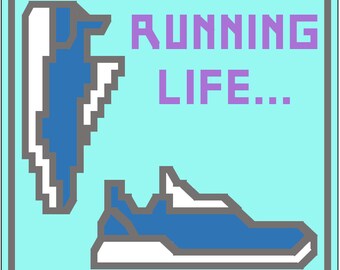 PDF PATTERN - Overlay Mosaic Crochet Square - "Running Life" shoes, athletic, health, fitness, gym, trainer, motivation, tennies, joggers