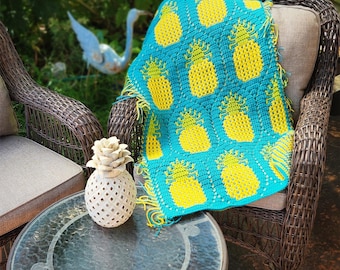 Digital PDF PATTERN - Pineapple Paradise overlay mosaic design for various projects like totes, table runners, sweaters, blankets, & beanies