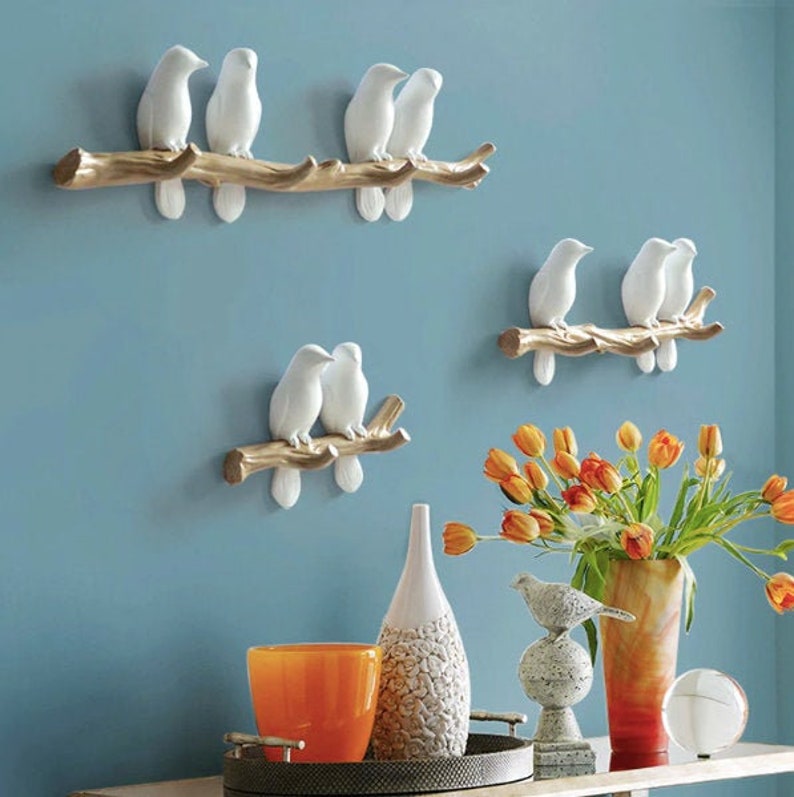 Decorative Wooden Bird Hanging Hooks Hanger Home Decor Etsy