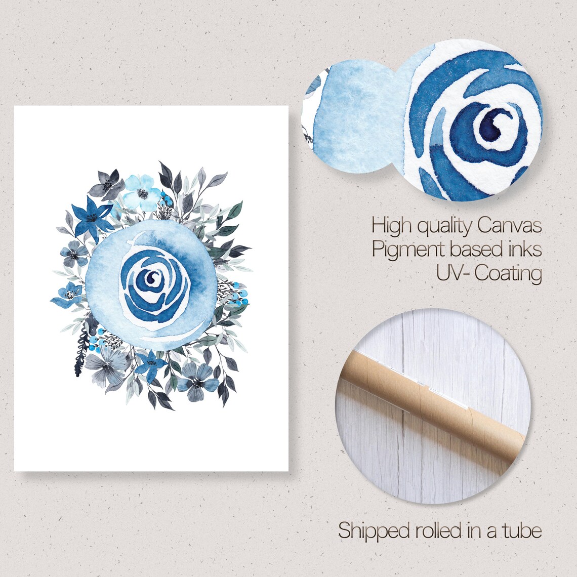 Blue Rose Flower Prints Rose Wall Art Blue Rose Paintings Etsy