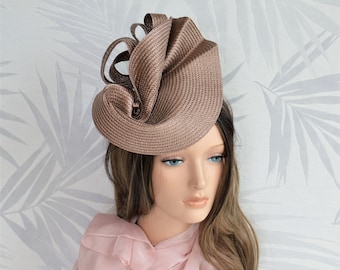 Cappuccino Kentucky derby hat, Brown ascot hat, Hat fascinator, Wedding hat for mom, Ascot hat, Elegant top hat, Derby party hat, Royalty