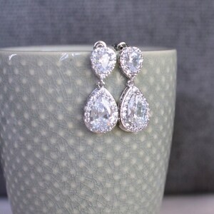 prom earrings, drop earrings, crystal earrings, bridal earrings, vintage style drop earrings, cubic zirconia earrings, cz earrings