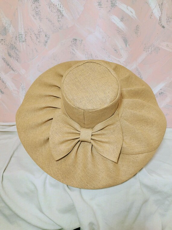 Elegant Beige Sun Hat with Bow Elegant Woman Derby Fascinator Beige - off White Royal Ascot  main image 4