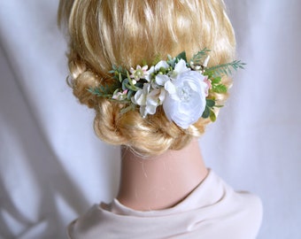 Bridal hair comb, Wedding hair comb, Bridal hair flower, Floral hair comb, Pastel hair comb, Romantic hair comb, Spring wedding comb, peony