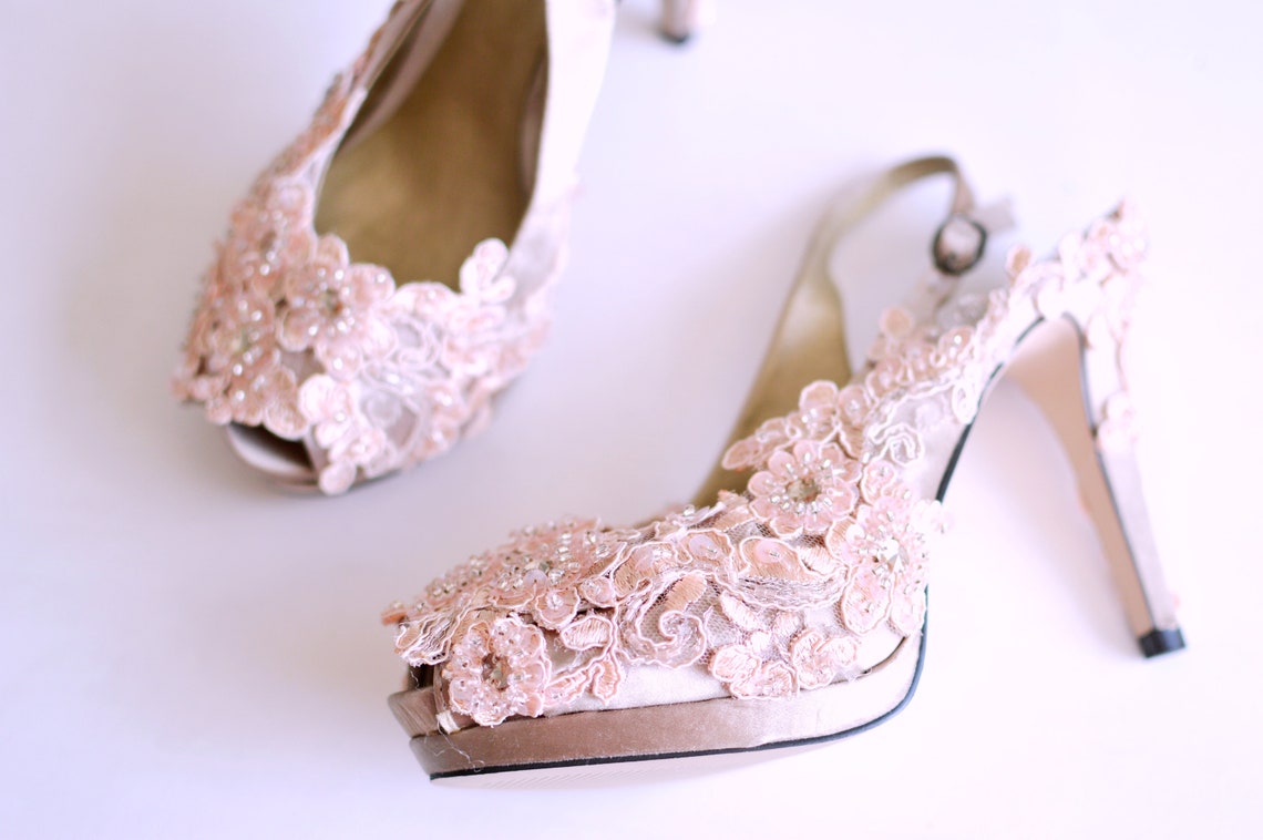 peach satin shoes