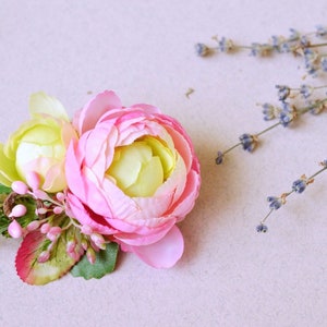 Peony hair flower, pink floral hair clip, pink bridal hair flower, wedding hair flower, pro hair clip, rustic hair clip, romantic hair clip