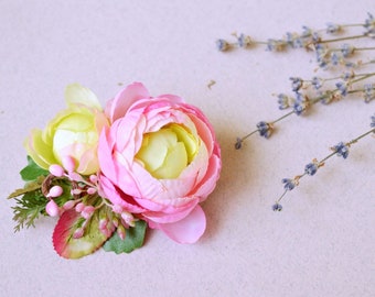 Pfingstrose Haar, rosa Blumen Haarspange, rosa Braut Haarblume, Hochzeit Haarblume, pro Haarspange, rustikale Haarspange, romantische Haarspange