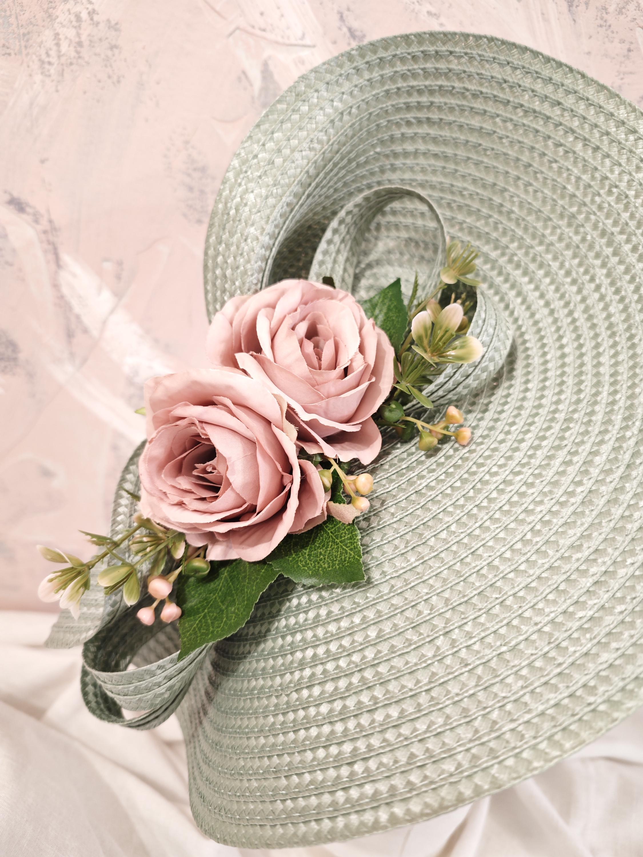 Sage Green Kentucky Derby Hat Fascinator Elegant Race Day Headpiece Wedding Tea Pastel Green Kentucky Derby Hat Sage Green Race Day  main image 3