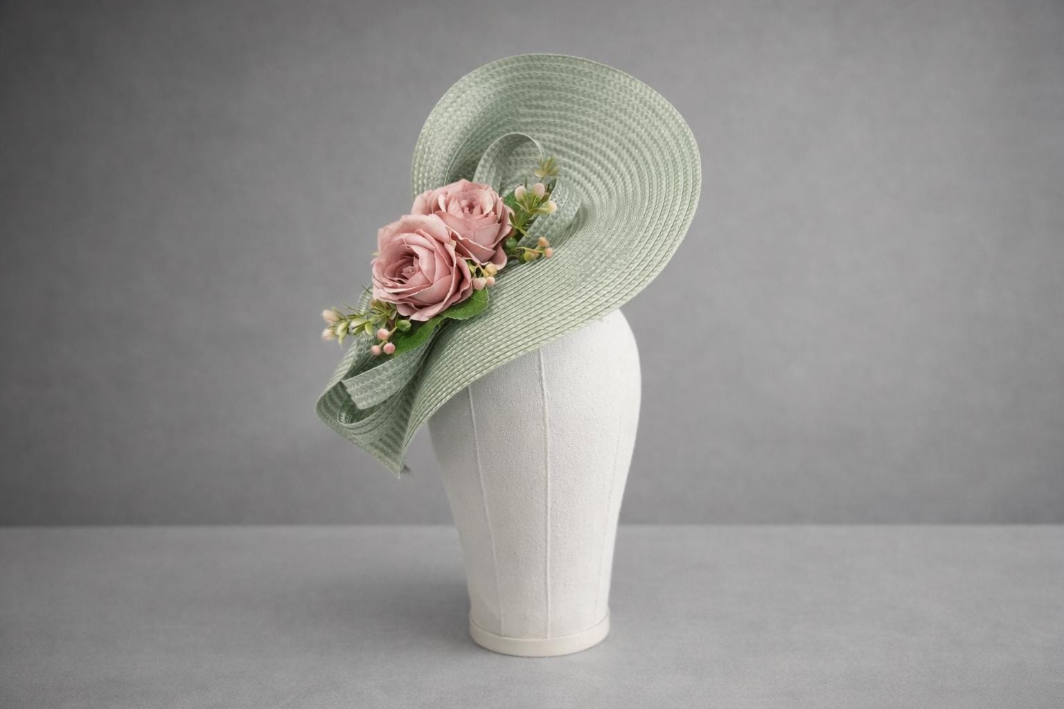 Sage Green Kentucky Derby Hat Fascinator Elegant Race Day Headpiece Wedding Tea Pastel Green Kentucky Derby Hat Sage Green Race Day  main image 4