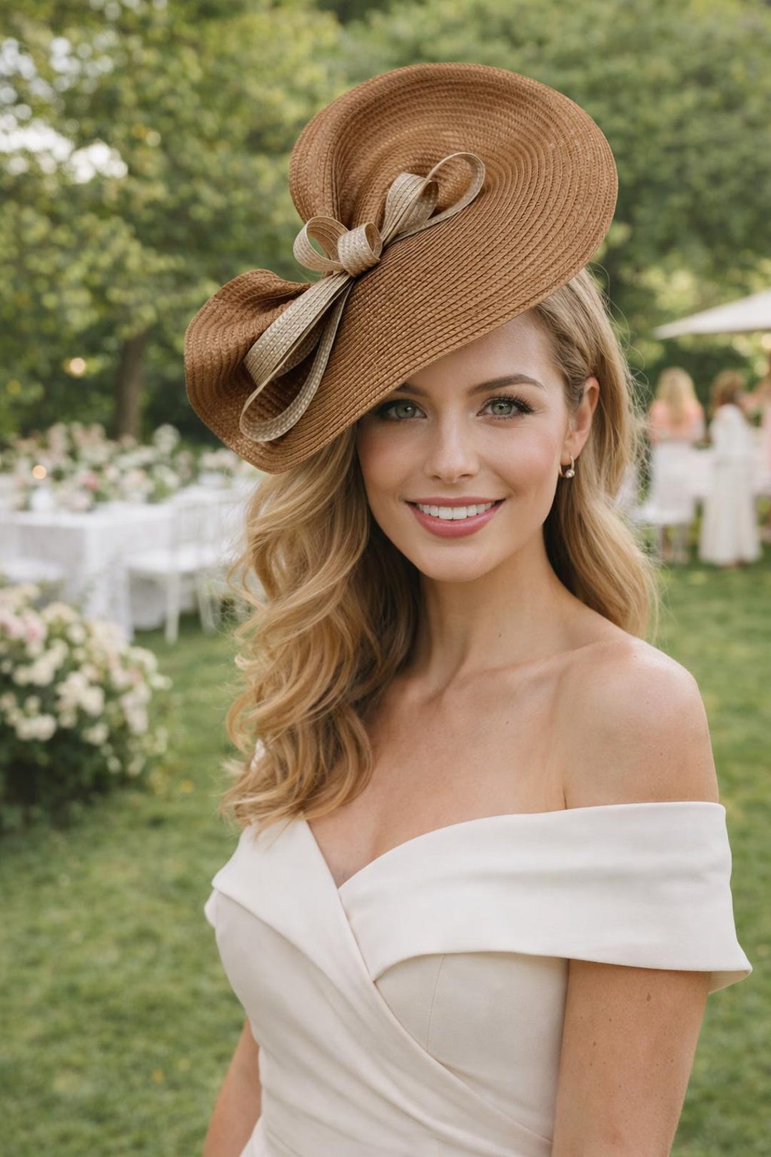 Kentucky Derby Oaks Hat Fascinator Tea Formal Occasion Horse Racing Fashion Woman Oaks Feathers Hat Cream and Black - Kentucky Derby Hat  main image 2