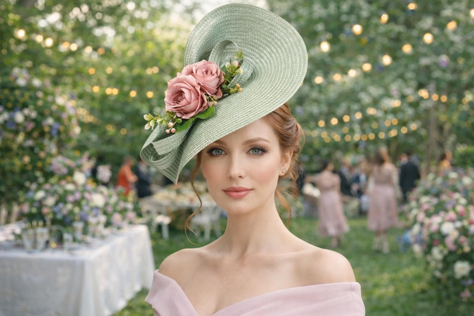 what colour fascinator with green dress Lime / Teal Large Sinamay Saucer With Two Tone Large Flower Fascinator Headband
