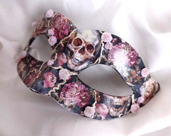 gothic schedel masker halloween party masker romantische donkere maskerade domino roze gouden masker cosplay gezichtsbedekking kostuum party club party rozen
