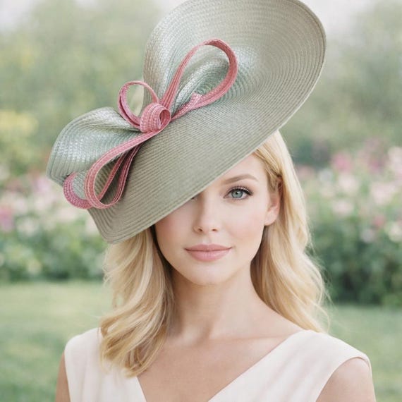 7938 Women\'s Kentucky Derby Bow Fascinator, Jake Derby Hat with Ribbon & Rhinestone Feather - Cappel main image 4