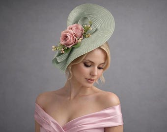 Sage grüner Kentucky Derby Hut Damen Fascinator Hochzeit Fascinator staubrosa Floral Kopfschmuck eleganter Tee-Party hüte besonderer Anlass Statement