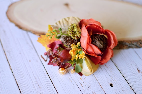 Fall Hair Clip Burnt Orange Hair Clip Fall Bridal Hair Etsy