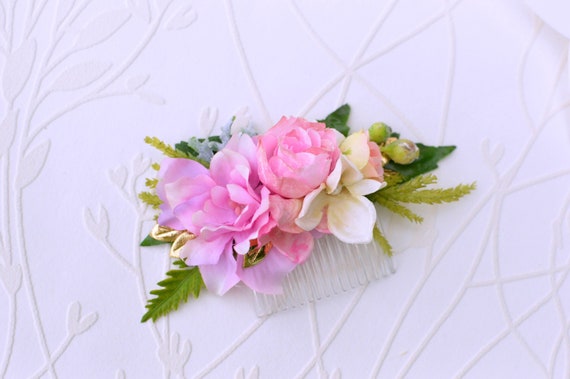 Pink Gold Hair Comb Wedding Hair Comb Bridal Hair Comb Etsy