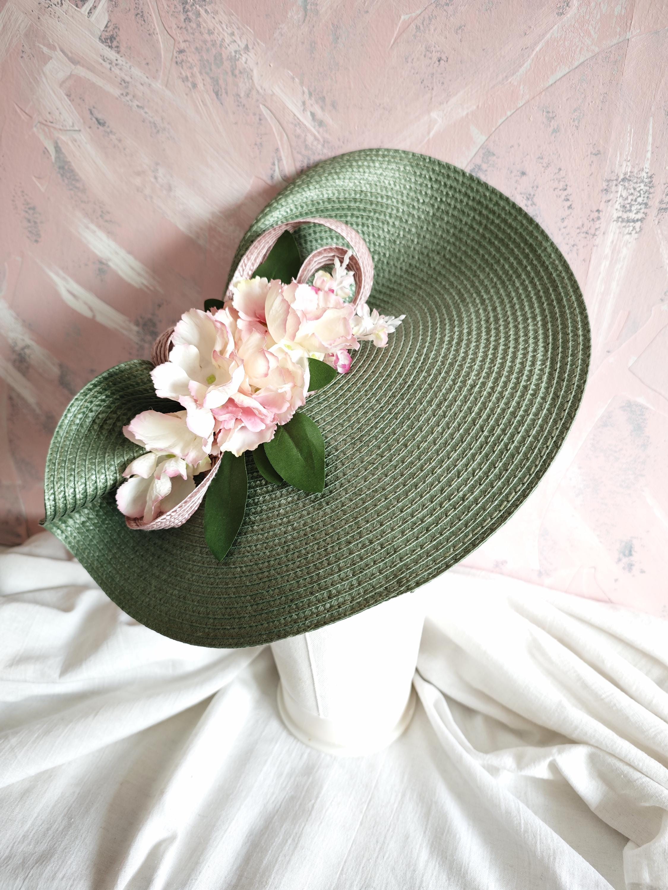 Sage Green Kentucky Derby Hat Large Floral Wedding 