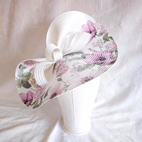 Purple White Kentucky Derby Hat Large Wedding Guest  display picture 2