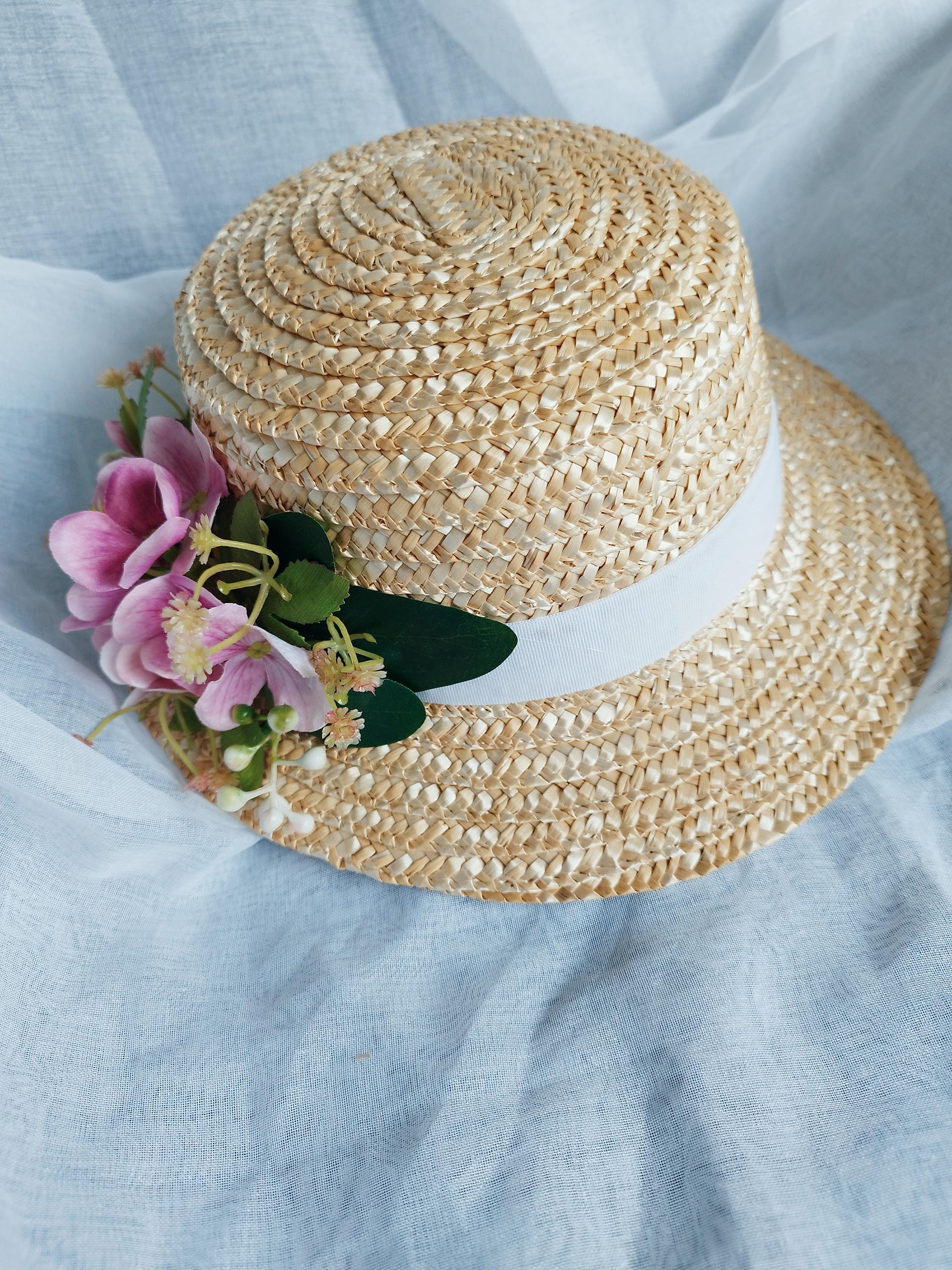 CC Tan Straw Wide Brim Sun Hat Floral Ribbon Women Sun Hat Wide Brim Straw Hat with Lace Ribbon Packable  main image 4