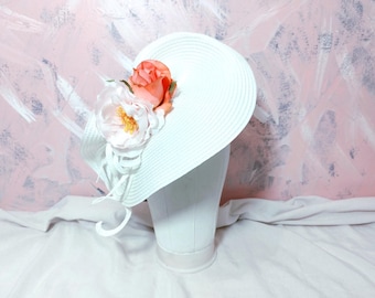 White coral fascinator Handmade Simple Coral and White Feather Fascinator, Can Be Made to  main image 4