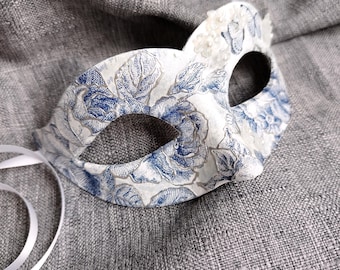 Royal blue Venetian ball mask vintage rose Carnival mask blue white Masquerade Domino wedding mask roses Venice ball mask costume party mask
