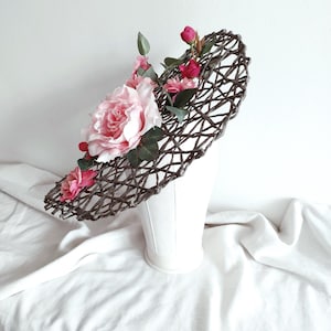 Large pink gray netting hat pink rose Kentucky derby hat floral race day fascinator pink gray wedding hat womens flower hat garden party hat
