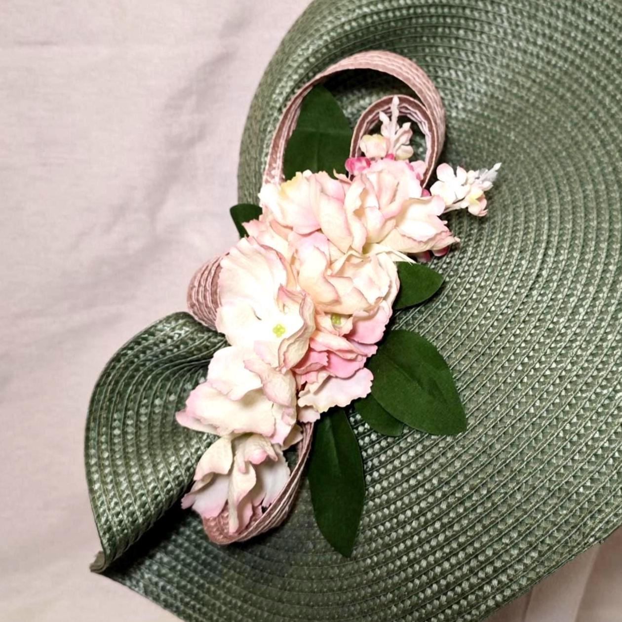 Sage Green Kentucky Derby Hat Fascinator Elegant Race Day Headpiece Wedding Tea Pastel Green Kentucky Derby Hat Sage Green Race Day  main image 2