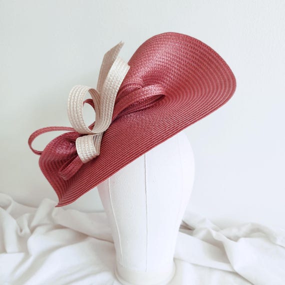 Elegant Red Bow hat Red Fascinators Weddings Pillbox Hat For Women Wide Brim Bow  main image 3