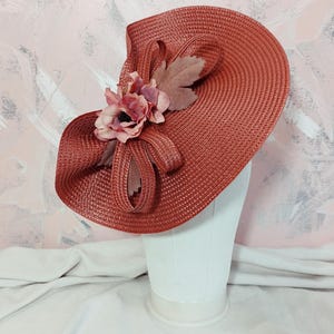 Wedding hat wine Red Fall floral Fascinator autumn Special Event hat burgundy luncheon hat womens Race days hat rusty Red Royal Ascot hat