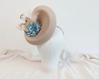 Statement Ascot Hat, Baby Blue Wedding Hat, Powder Blue and  display picture 3