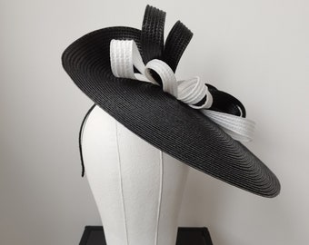 Black and white derby hat, Kentucky derby hat, Black ascot hat, Black wedding hat, Ascot fascinator hat, Black races hat, Outdoor party hat